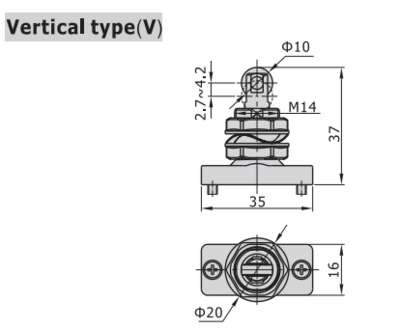 CM3V06T AIRTAC MANUAL VALVES, CM3 SERIES VERTICAL TYPE COMPACT 3 WAY 2 POSITION N.C, 1/8" NPT PORTS